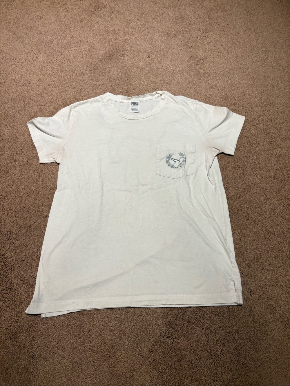 PINK Victoria's Secret White Short-Sleeve Pocket Tee size small